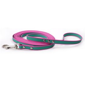 Durable material New style two-color training rope Tangle-free Soft on pet 4.92FT Obedience training Daily walk training Park training  Evening/early (Color: green-purple, size: 3M)