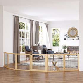 Pet Gate (Option: Natural Wood-770x770x160 mm)