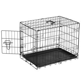 Single Door Dog Cage - Durable Metal Pet Kennel, Secure Lock, Collapsible Design, Removable Tray For Easy Cleaning, Portable Puppy Cage (Option: 18IN)