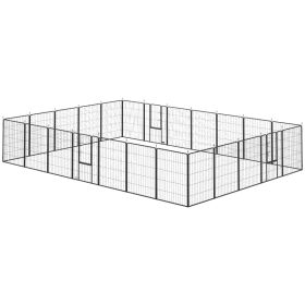 Dog Playpen For Indoor Outdoor, 24 Panels 39 H Puppy Playpen With Lockable Door, DIY Shape Pet Exercise Fence, Gray (Option: Gray)