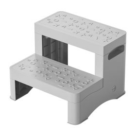 2 Step Stool for Kids Toddler Stool with Anti-Slip Surface Toilet Potty Training Stool for Bathroom Kitchen Sink (Option: Grey)