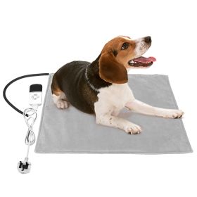 Waterproof Electric Pet Heating Pad | Chew-Resistant Heated Mat with 9 Heat Levels & 4 Timer Settings, Washable Cover (Option: Grey_UK)
