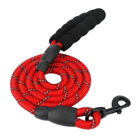 5FT Reflective Dog Leash with Foam Handle | Strong Nylon Training & Walking Lead for Small & Medium Dogs (Option: Red)