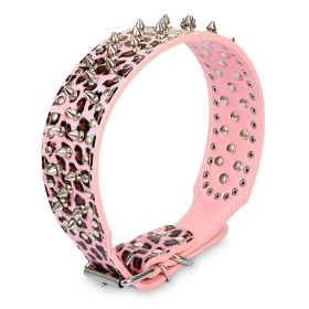 Spiked Leather Dog Collar | Adjustable Studded Pet Neck Collar for Dogs (Option: Leo_XL)