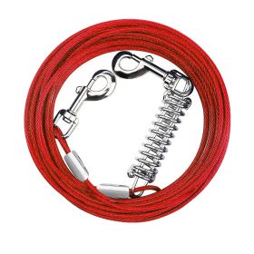 29.5FT Dog Tie Out Cable Long Dog Leash Chew Proof Lead Dog Chain with Durable Spring 360° Rotatable Clips PVC Case for Outside Yard Caming (Option: Red_9M)