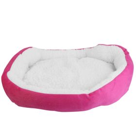 Pet Dog Bed Soft Warm Fleece Puppy Cat Bed Dog Cozy Nest Sofa Bed Cushion For S/M Dog (Option: Pink)