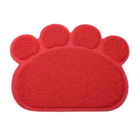 Non-Slip Dog & Cat Feeding Mat | Waterproof Pet Food & Water Bowl Placemat Tray for Clean Feeding Area (Option: Paw_Red)