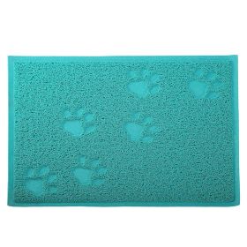 Non-Slip Dog & Cat Feeding Mat | Waterproof Pet Food & Water Bowl Placemat Tray for Clean Feeding Area (Option: Square_Aqua)