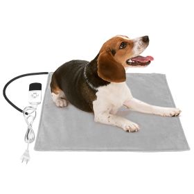 Waterproof Electric Pet Heating Pad | Chew-Resistant Heated Mat with 9 Heat Levels & 4 Timer Settings, Washable Cover (Option: Grey_US)
