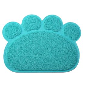 Non-Slip Dog & Cat Feeding Mat | Waterproof Pet Food & Water Bowl Placemat Tray for Clean Feeding Area (Option: Paw_Aqua)