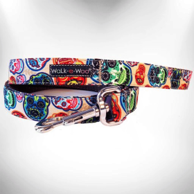 Tattoo Art Inspired Dog Collar - Walk-e-Woo (Size-Pack Of: Regular Lead 1" Width- 5' Length-1, Color: Day Of The Dead)