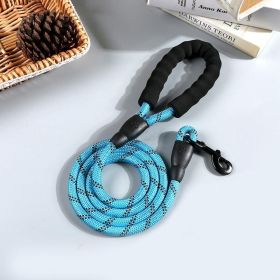 Nightglow Reflective Round Rope Dog Leash (Color: Blue, size: 150X1.2Cm)
