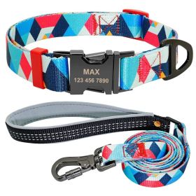 Personalized Pet Id Dog Collar With Customizable Dog Tag (Color: Blue, size: M)