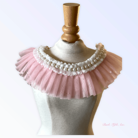 Pearl Embellished Tulle Neck Ruff for Versatile Styling (Size-Pack Of: Medium-1, Color: Pink)