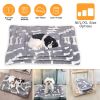 Dog Bed Mat Comfortable Flannel Dog Crate Pad Reversible Cushion Carpet Machine Washable Pet Bed Liner with Bone Patterns Dual-Side Usage for M/L/XL D