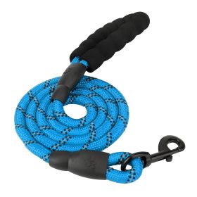 5FT Reflective Dog Leash with Foam Handle | Strong Nylon Training & Walking Lead for Small & Medium Dogs (Option: Blue)