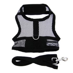 Cool Mesh Dog Harness with Leash (Color: Solid Black, size: medium)