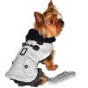 Grey Herringbone Designer Dog Harness Coat with Matching Leash