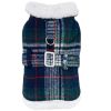 Sherpa-Lined Plaid Dog Harness Coat – Warm Winter Coat with Matching Leash