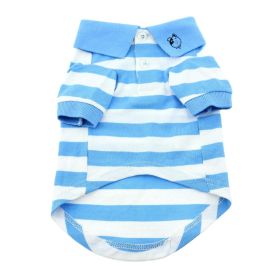 Striped Dog Polo (Color: Blue Niagara and White, size: large)